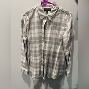 Banana Republic Gray and White Plaid Casual Shirt